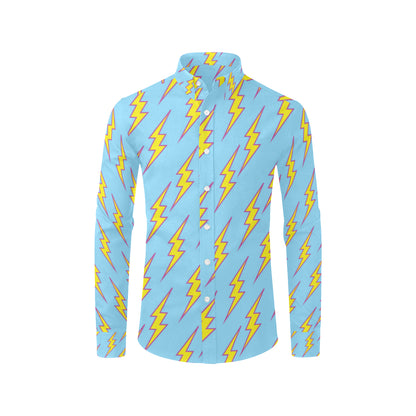 Lightning Thunder Pattern Print Design 02 Men's Long Sleeve Shirt
