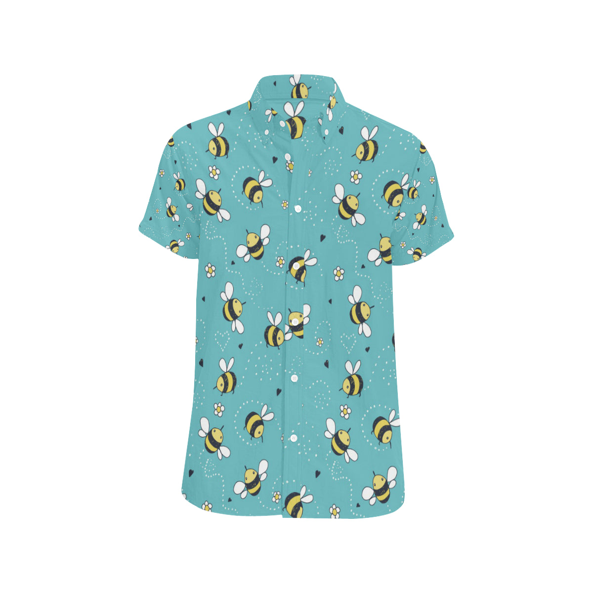 Bee Pattern Print Design BEE02 Men's Short Sleeve Button Up Shirt