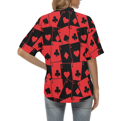 Poker Cards Pattern Print Design A01 Women's Hawaiian Shirt