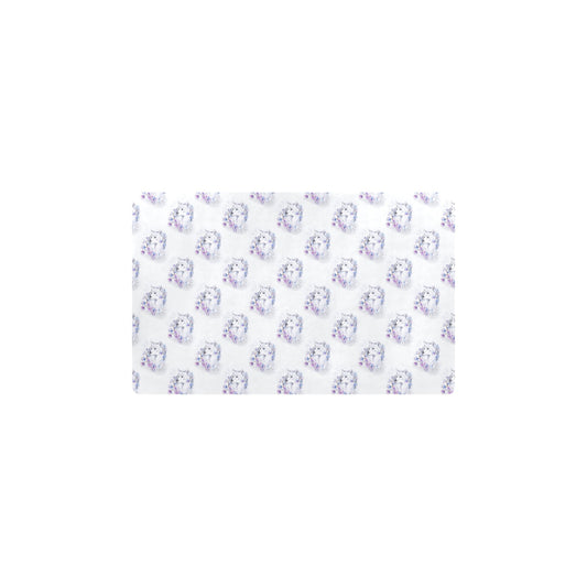 Wolf with Flower Print Design Kitchen Mat