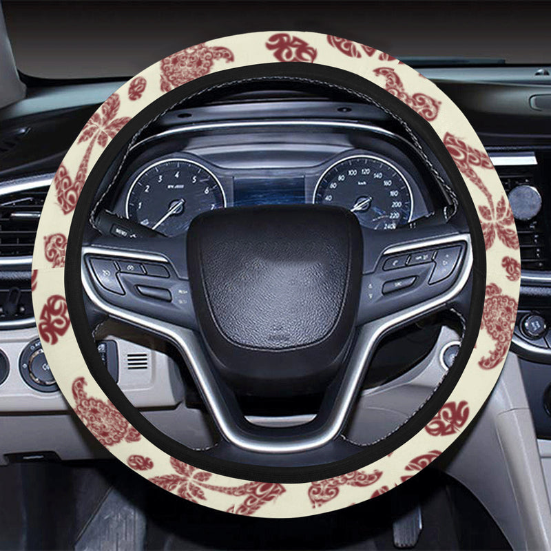 Polynesian Tattoo Turtle Themed Steering Wheel Cover with Elastic Edge