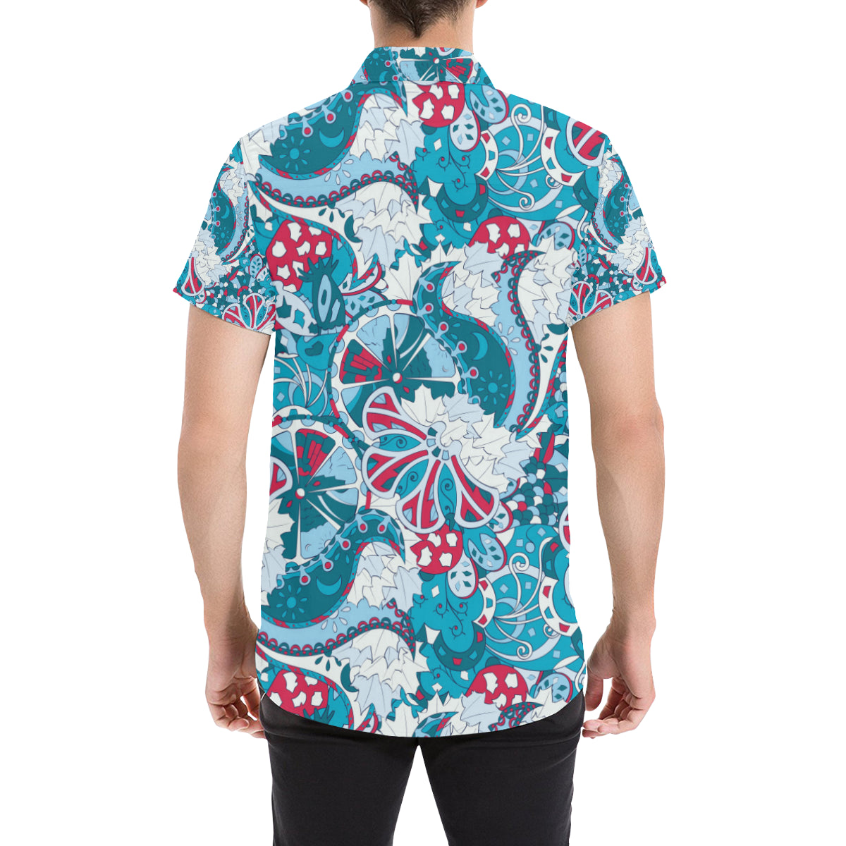 Funky Retro Pattern Print Design A05 Men's Short Sleeve Button Up Shirt