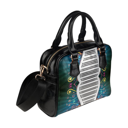 Piano Pattern Print Design 01 Shoulder Handbag