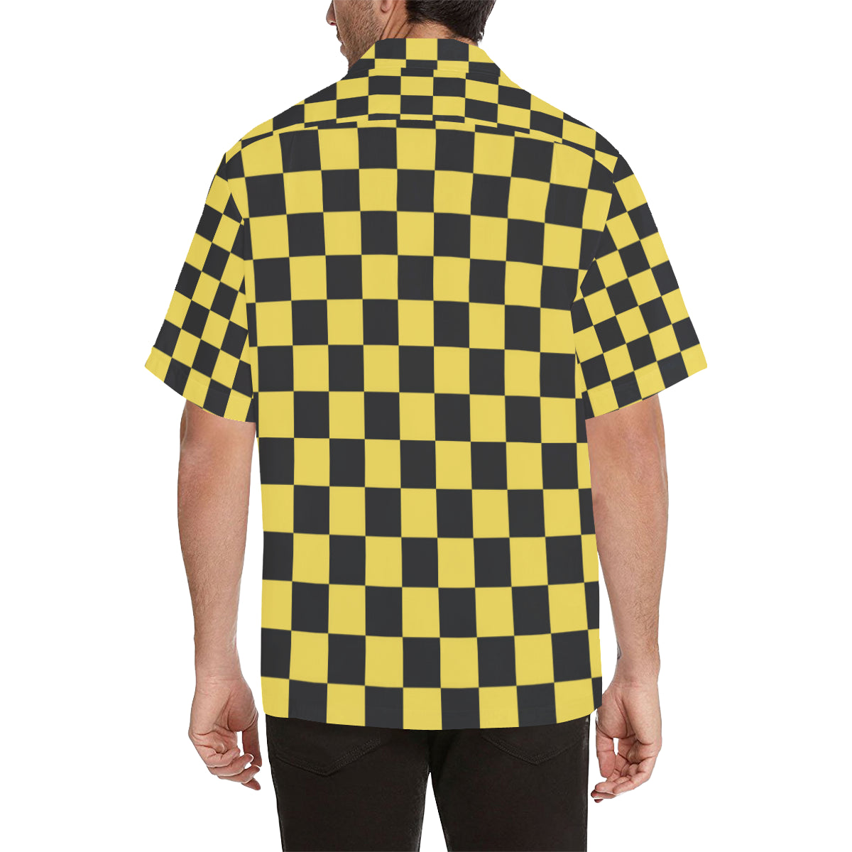Checkered Yellow Pattern Print Design 03 Men's Hawaiian Shirt