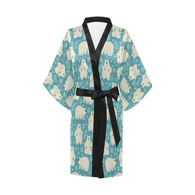 Bear Pattern Print Design BE04 Women's Short Kimono