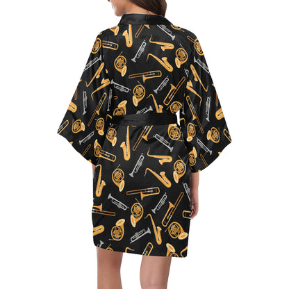 Jazz Pattern Print Design 01 Women's Short Kimono