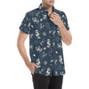 Nautical Sea Themed Print Men's Short Sleeve Button Up Shirt