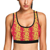 Orange Hibiscus Pattern Print Design HB018 Sports Bra