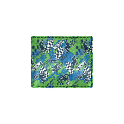Motocross Pattern Print Design 04 Men's ID Card Wallet
