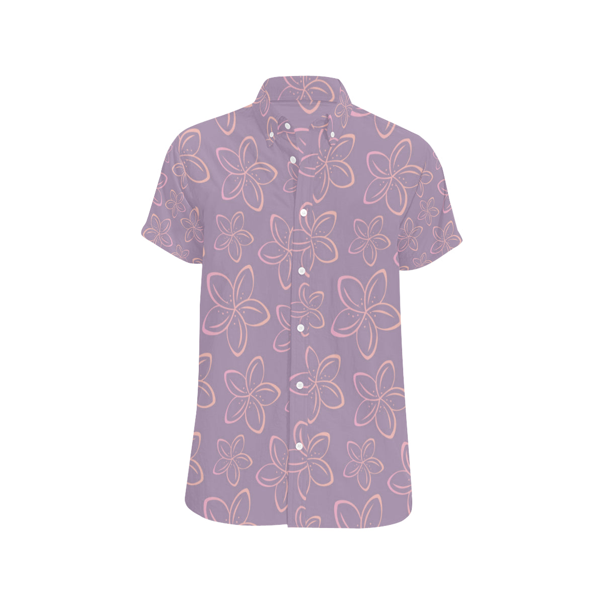 Plumeria Pattern Print Design A01 Men's Short Sleeve Button Up Shirt