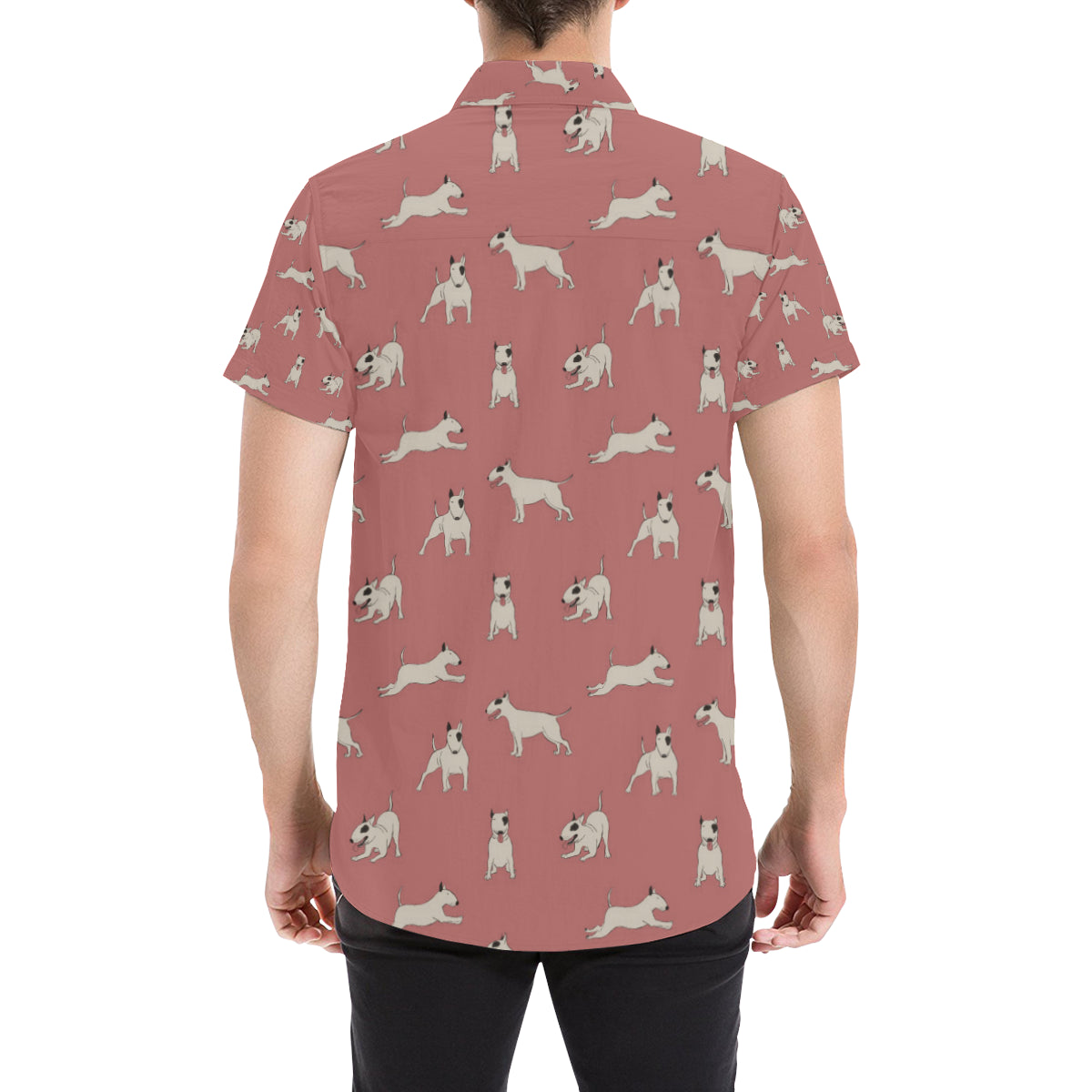 Bull Terriers Pattern Print Design 09 Men's Short Sleeve Button Up Shirt