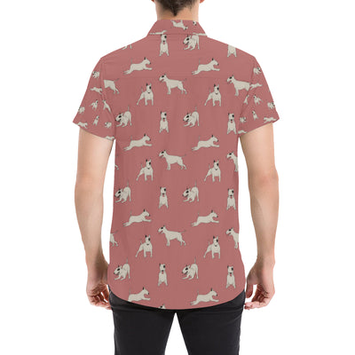 Bull Terriers Pattern Print Design 09 Men's Short Sleeve Button Up Shirt