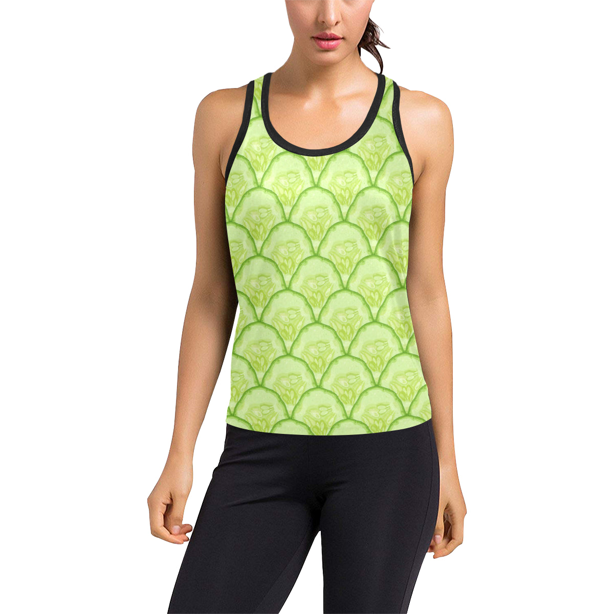 Cucumber Pattern Print Design CC04 Women's Racerback Tank Top