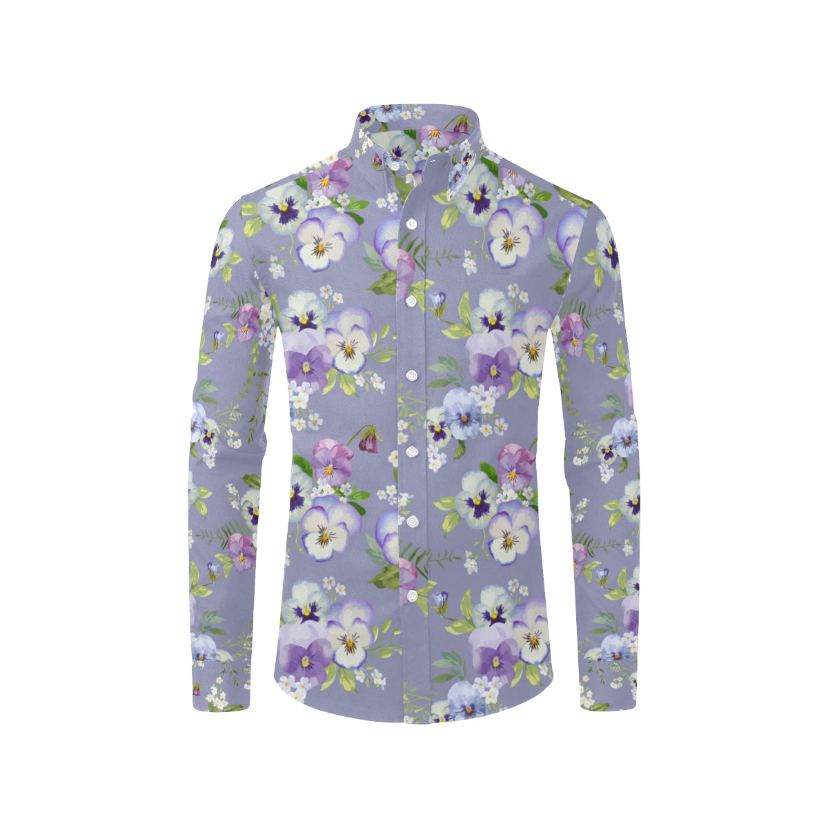Pansy Pattern Print Design PS05 Men's Long Sleeve Shirt