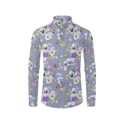 Pansy Pattern Print Design PS05 Men's Long Sleeve Shirt