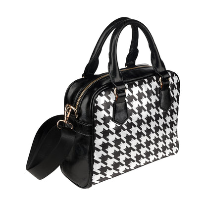 Cat HoundstoothPattern Print Design 01 Shoulder Handbag