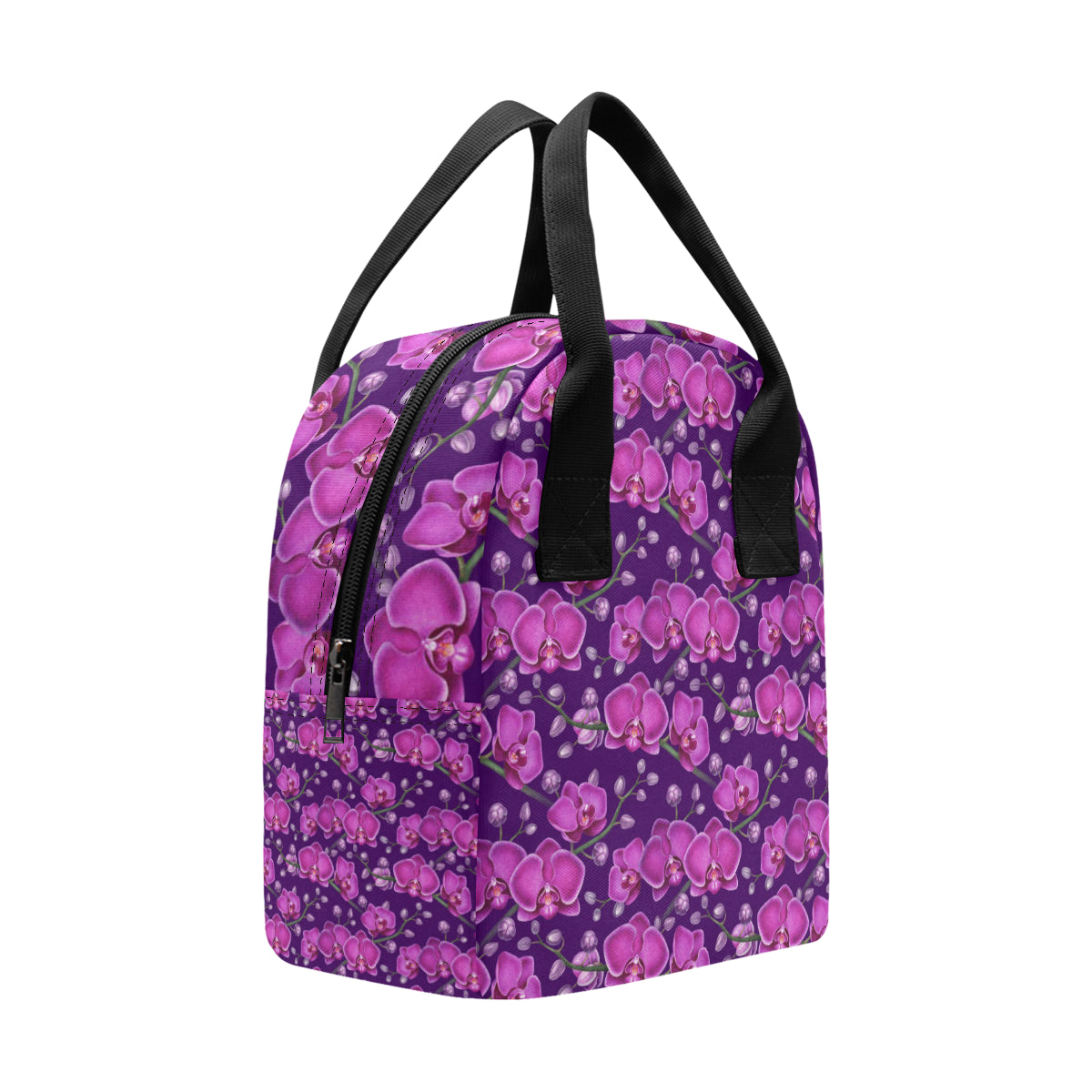 Orchid Purple Pattern Print Design OR02 Insulated Lunch Bag