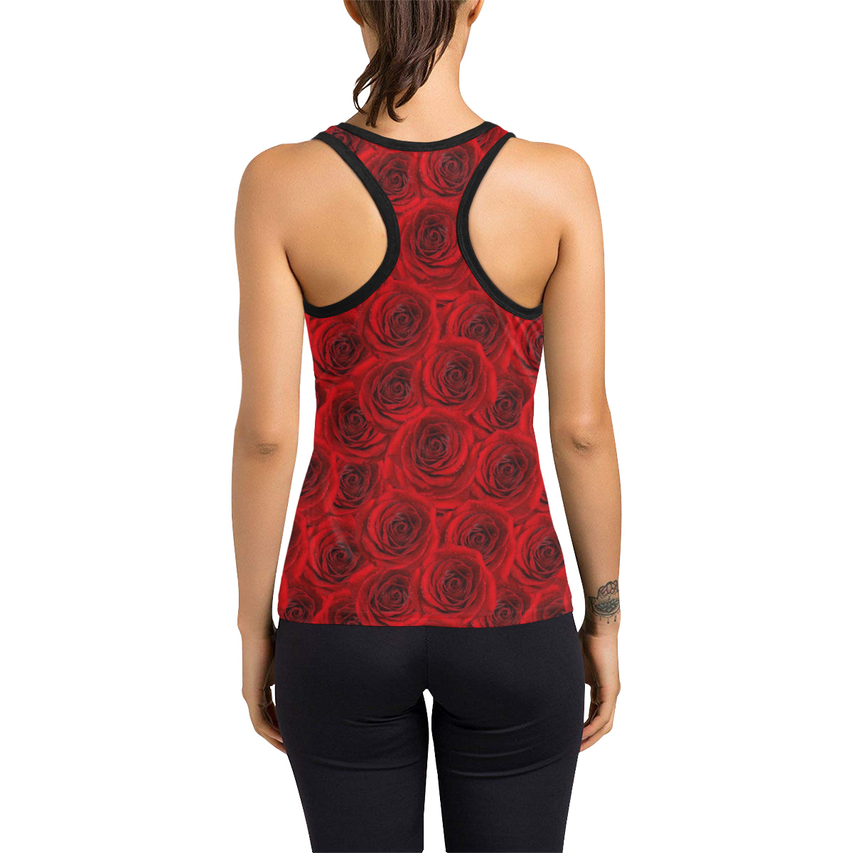 Rose Red Pattern Print Design RO04 Women's Racerback Tank Top