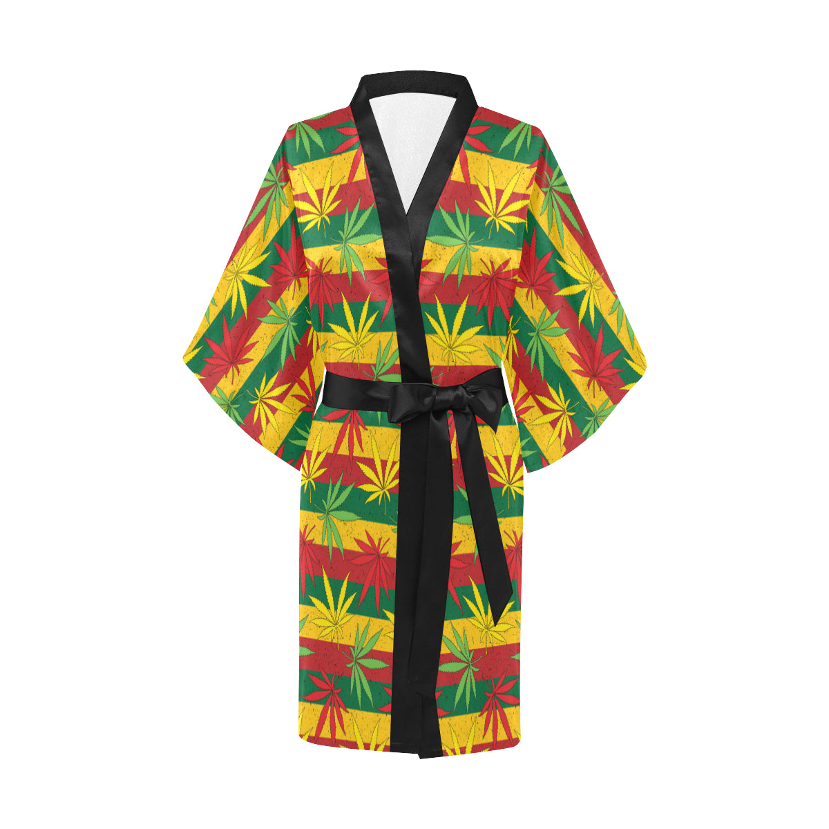 Rasta Pattern Print Design A03 Women's Short Kimono