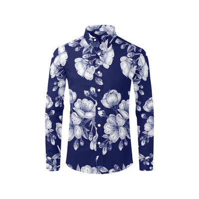 Cherry Blossom Pattern Print Design CB01 Men's Long Sleeve Shirt