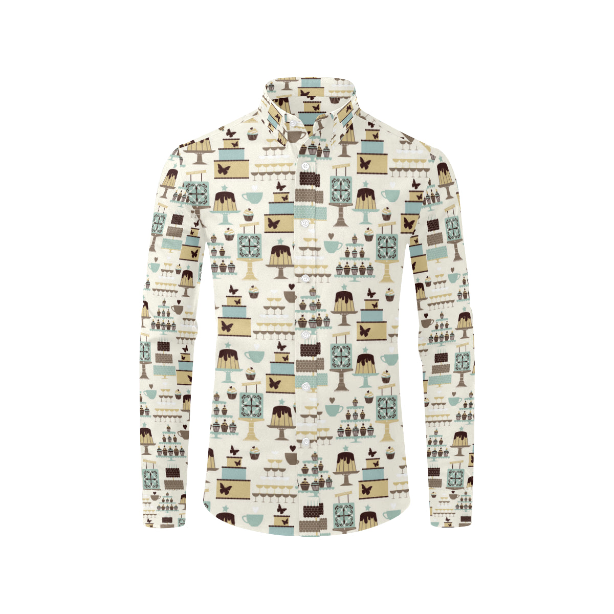 Cake Pattern Print Design 02 Men's Long Sleeve Shirt