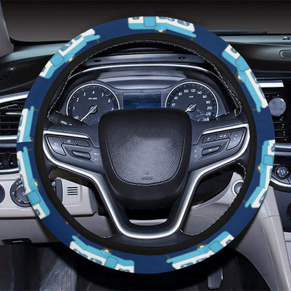Camper Pattern Camping Themed No 3 Print Steering Wheel Cover with Elastic Edge
