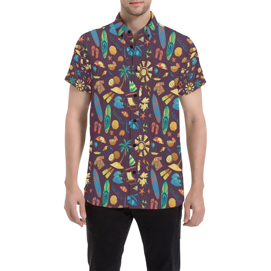 Aloha Hawaii Pattern Print Design 01 Men's Short Sleeve Button Up Shirt