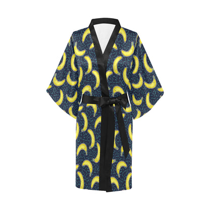 Banana Pattern Print Design BA09 Women's Short Kimono