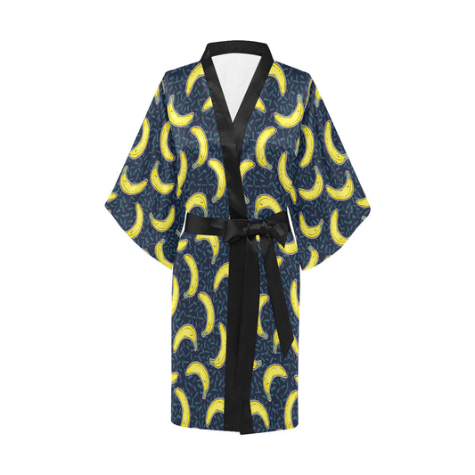 Banana Pattern Print Design BA09 Women's Short Kimono
