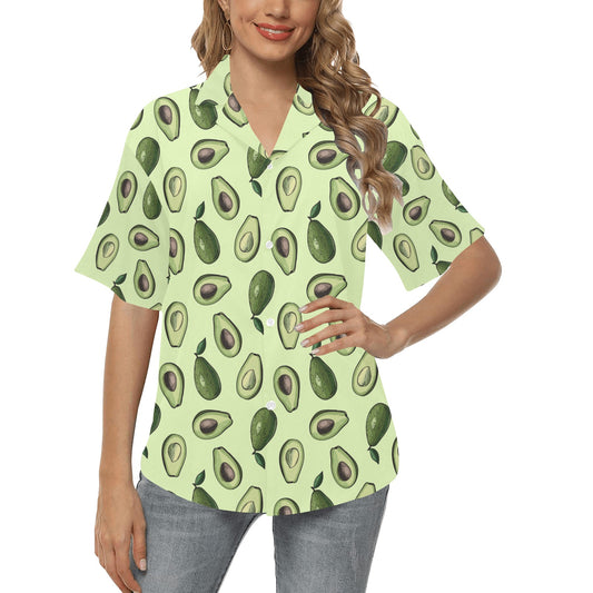 Avocado Pattern Print Design 02 Women's Hawaiian Shirt