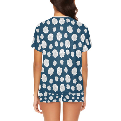 Seashell Print Design LKS3012 Women's Short Pajama Set