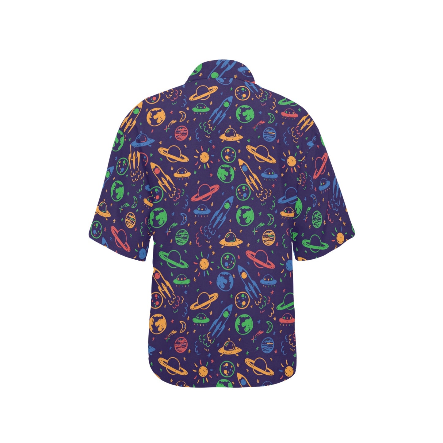 UFO Space Rocket Print Design LKS302 Women's Hawaiian Shirt