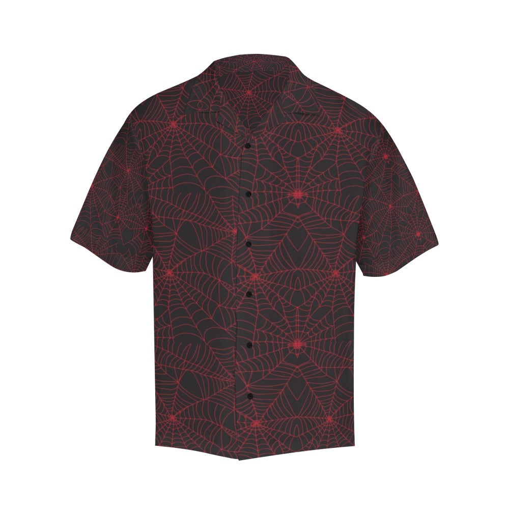 Spider Web Red Print Design LKS302 Men's Hawaiian Shirt