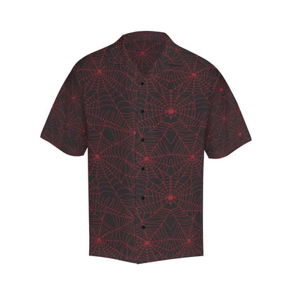 Spider Web Red Print Design LKS302 Men's Hawaiian Shirt