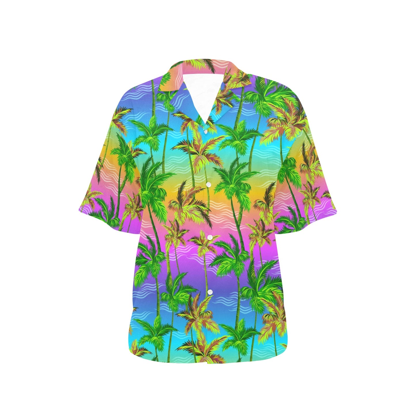 Palm Tree Rainbow Pattern Women's Hawaiian Shirt