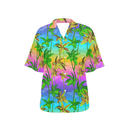 Palm Tree Rainbow Pattern Women's Hawaiian Shirt