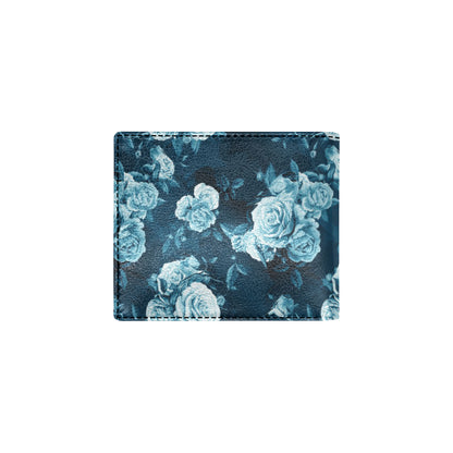Rose Blue Pattern Print Design RO014 Men's ID Card Wallet