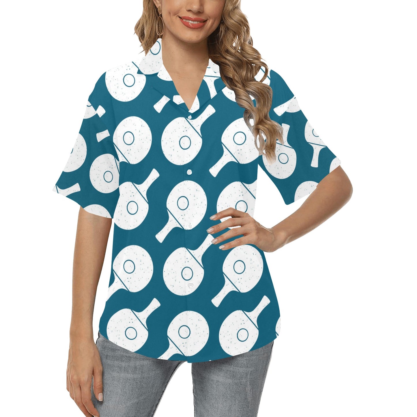Ping Pong Pattern Print Design A02 Women's Hawaiian Shirt