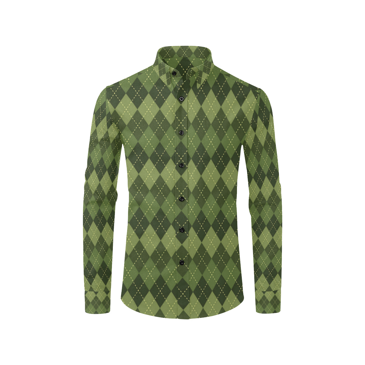 Argyle Green Pattern Print Design 01 Men's Long Sleeve Shirt