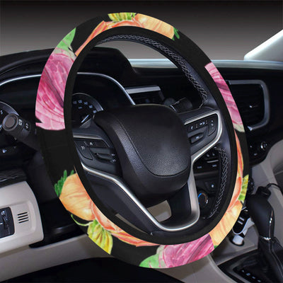 Amaryllis Pattern Print Design AL09 Steering Wheel Cover with Elastic Edge