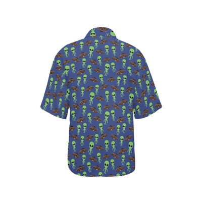 Alien Green UFO Pattern Women's Hawaiian Shirt