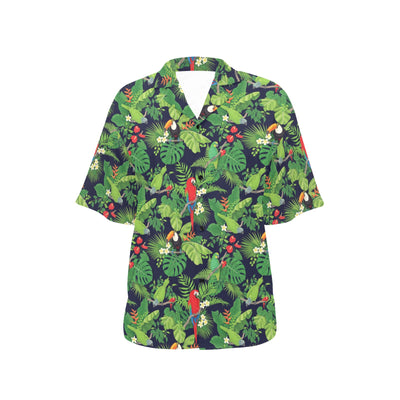 Rainforest Parrot Pattern Print Design A03 Women's Hawaiian Shirt