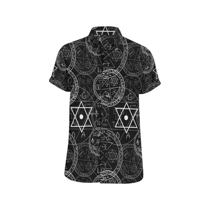 Pentagram Pattern Print Design A01 Men's Short Sleeve Button Up Shirt