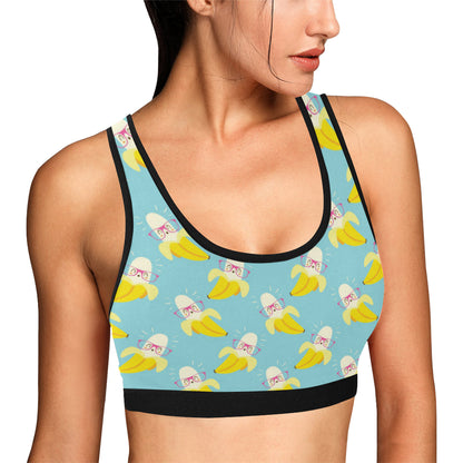 Banana Pattern Print Design BA07 Sports Bra