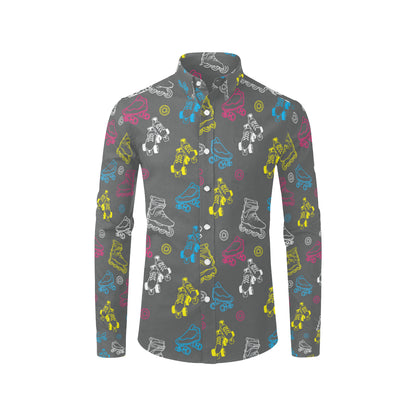 Roller skate Pattern Print Design A02 Men's Long Sleeve Shirt