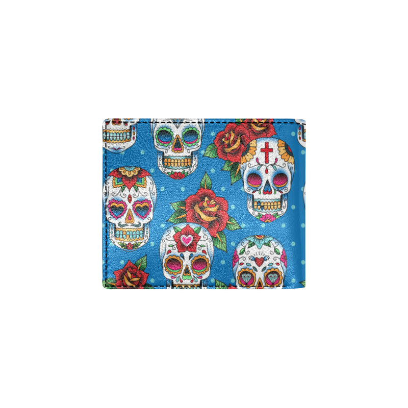 Sugar Skull Rose Pattern Men's ID Card Wallet