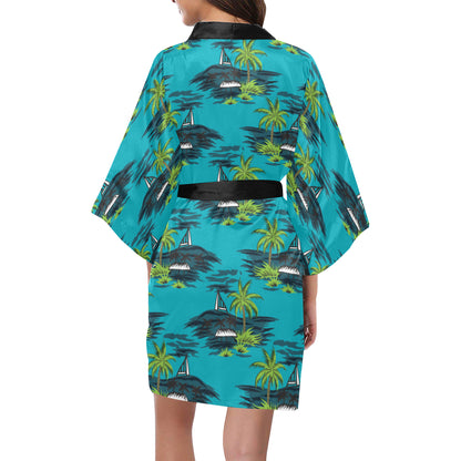 Pacific island Pattern Print Design A01 Women's Short Kimono