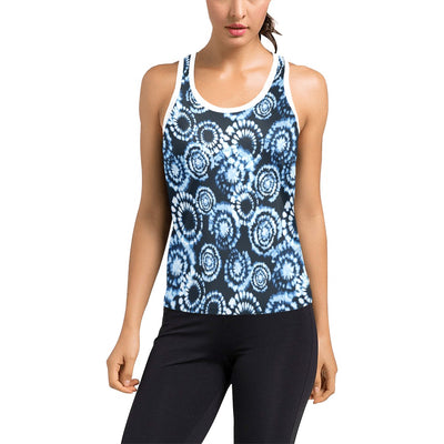 Tie Dye Dark Blue Print Design LKS306 Women's Racerback Tank Top