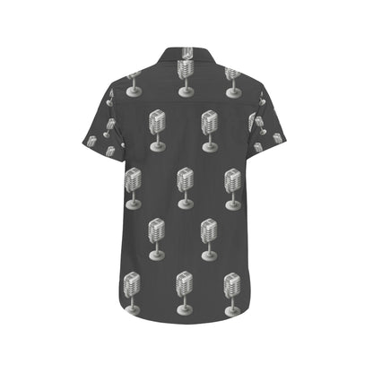 Microphone Vintage Pattern Print Design 01 Men's Short Sleeve Button Up Shirt
