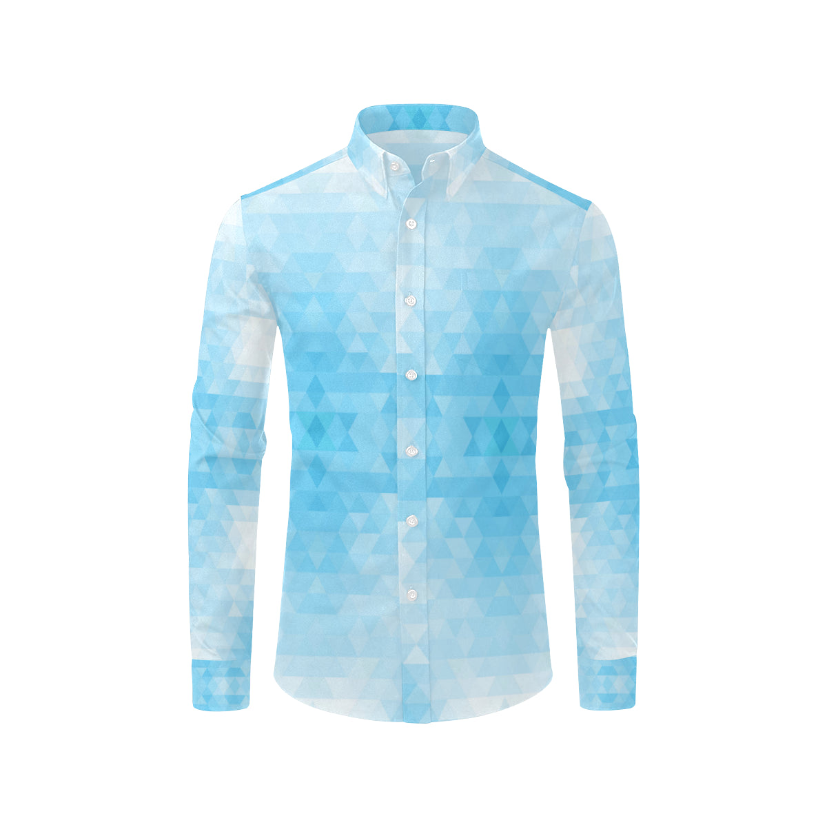Geometric Blue Pattern Print Design 01 Men's Long Sleeve Shirt